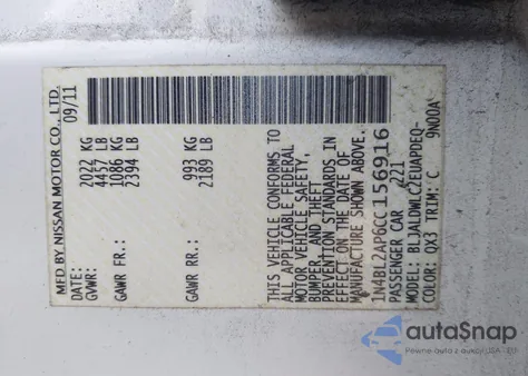 2012 Nissan Altima 3.5 Sr from USA, damaged, VIN 1N4BL2AP6CC156916